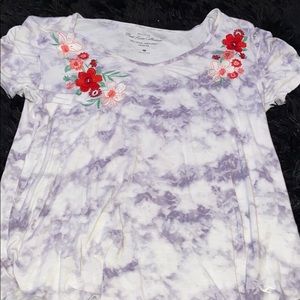 Hollister rose embroidered dreamy shirt
